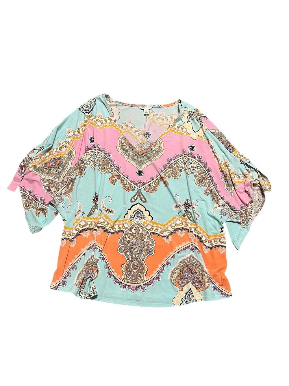 Cato Est 1946 Paisley Print V-Neck Flutter Sleeve Top - Picture 2 of 5